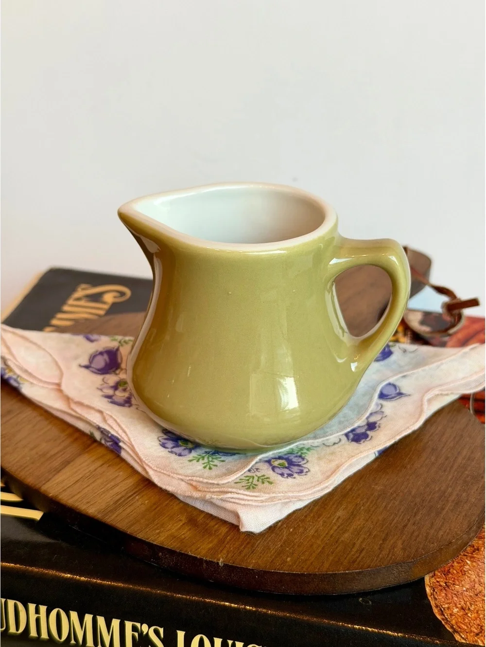Vintage Homer Laughlin HLC Avocado Green Creamer Restaurant Ware Pitcher